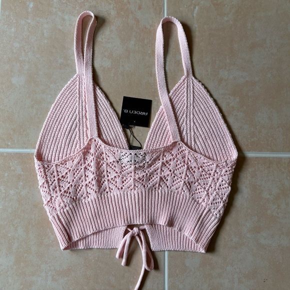 Rue 21 Arden B Pink Lace-Up Knit Bralette Medium - Picture 2 of 6